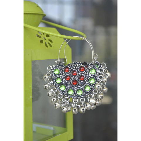 Oxidized Silver Afghani Tribal Dangler Hook Chandbali