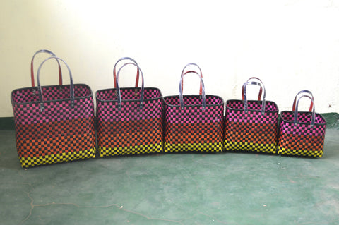 Colourful Kattam Plastic Basket Set of 5 Without Lid