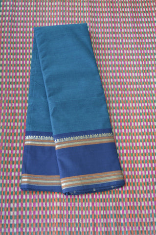 Blue Big Border Chettinad Cotton Saree