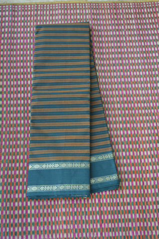 Stripes Green Orange Chettinad Cotton Saree