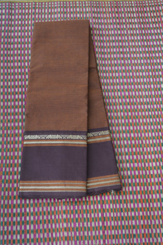 Big Border Brown Chettinad Cotton Saree