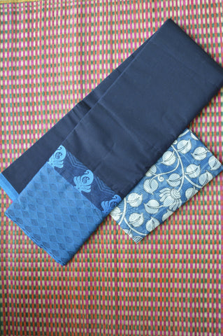 Blue Big Handweaved Border Cotton Saree