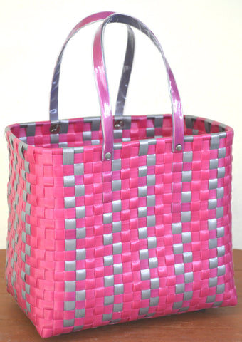 Pinky Grey Kattam Handmade Plastic Basket