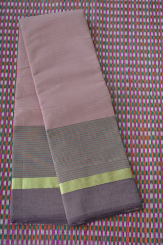 Plain Big Border Peach Chettinad Cotton Saree