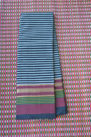 Black Grey Fancy Border Cotton Saree