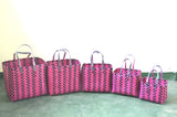 Blacky Pink Plastic Basket Set of 5 Without Lid