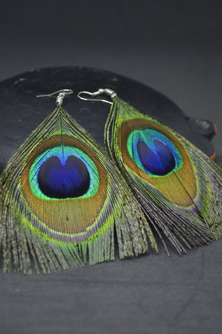 Peacock Feather Drop Earring