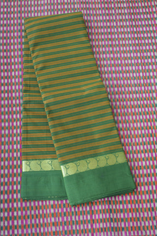 Orange Green Manga Border Chettinad Cotton Saree