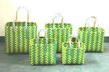 Green Yellow Kattam Plastic Basket Set of 5 Without Lid