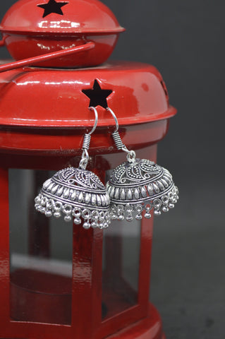 Silvertone Umbrella Jhumka Drop Earring
