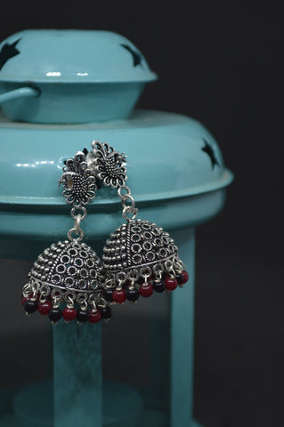 Black and Red Bead Jhumki