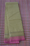 Kakki Brown Stripes Handwoven Cotton Saree