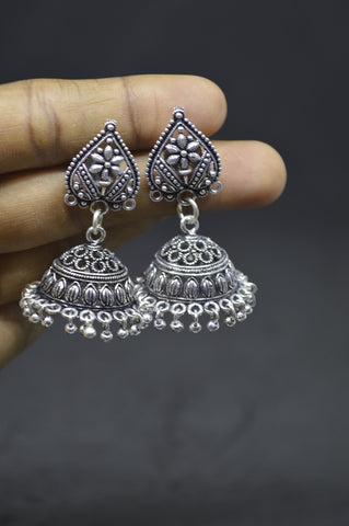 Silvertone Umbrella Jhumki