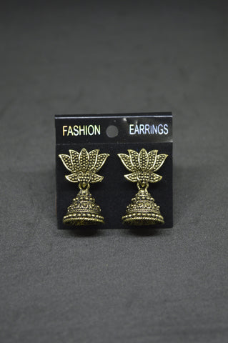 Small Gold Tone Lotus  Jhumka