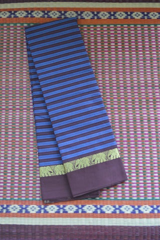 Violet Brown Elephant Border Chettinad Cotton Saree