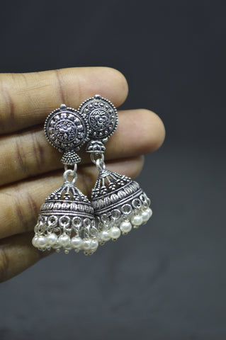 White Bead Jhumki