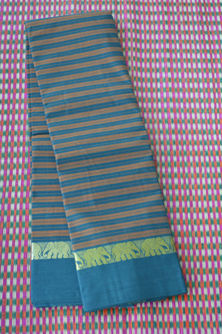 Green Elephant Border Chettinad Cotton Saree