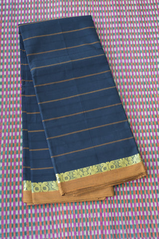 Black Fancy Orange Border Chettinad Cotton Saree