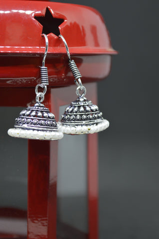 White Bead Kutty Jhumka Drop