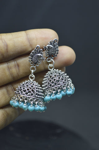Blue Bead Jhumka