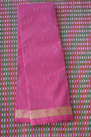 Pinky Small Lines Chettinad Cotton Saree