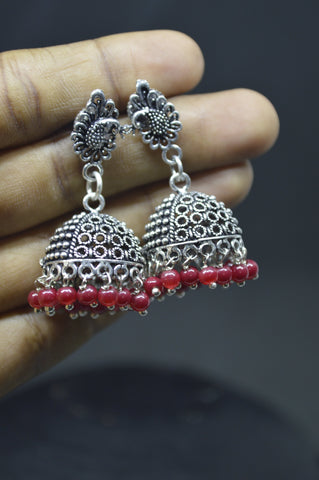 Red Bead Jhumka