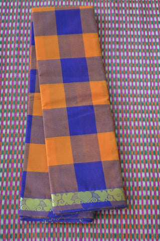Orange Blue Big Kandangi Chettinad Cotton Saree