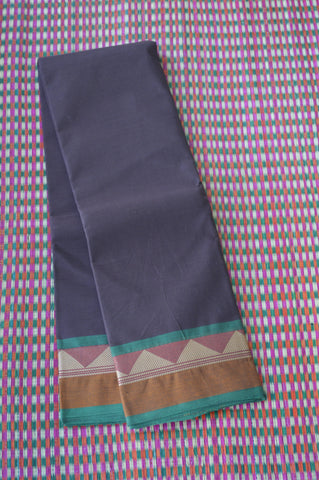 Brown Tower Border Chettinad Cotton Saree