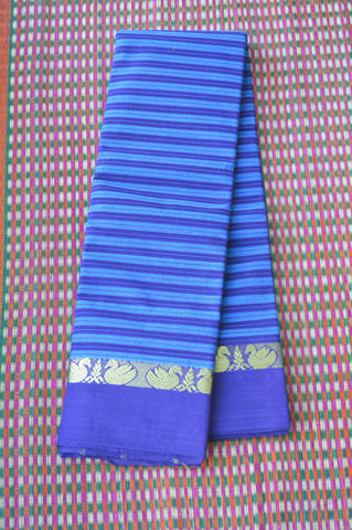 Blue Leaf Border Chettinad Cotton Saree