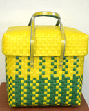 Half Yellow Green Plastic Basket Set of 5 With Lid