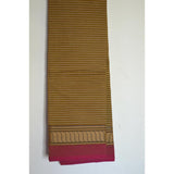 Kakki Brown Stripes Handwoven Cotton Saree