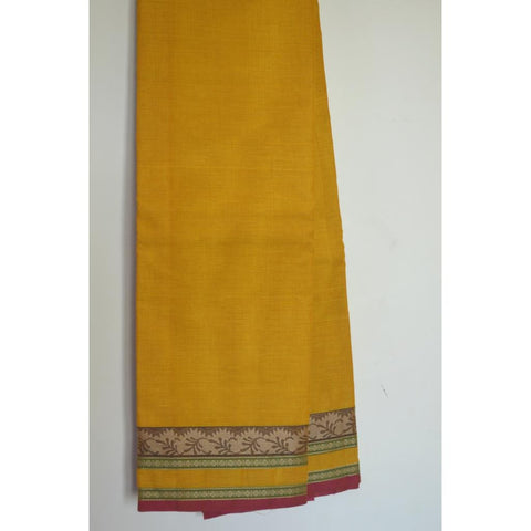 Golden Yellow Handwoven Chettinad Cotton Saree