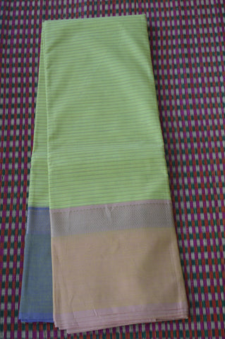 Light Green Ganga Jamuna Border Cotton Saree