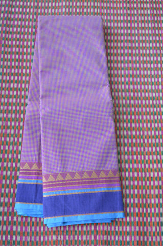 Onion Rose Checks Handwoven Cotton Saree
