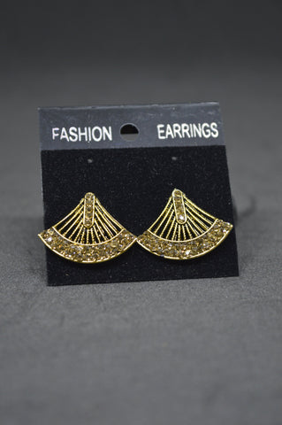Small Goldtone Triangular Stonework Stud