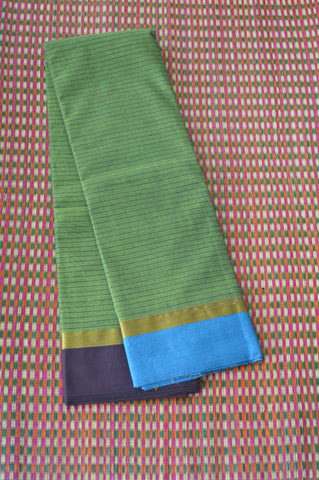 Green Small Stripes Ganga Jamuna Border Chettinad Cotton Saree