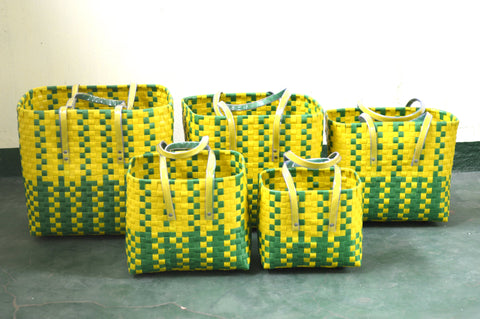 Half yellow Green Plastic Basket Set of 5 Without Lid