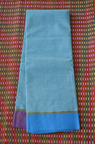 Sky Blue Handwoven Cotton Saree