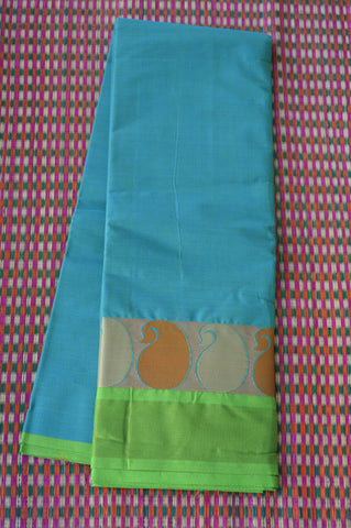 Blue Green Manga Border Saree