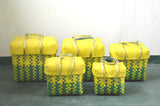 Half Yellow Green Plastic Basket Set of 5 With Lid