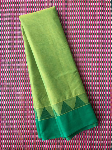 Green Tower Border Chettinad Cotton Saree