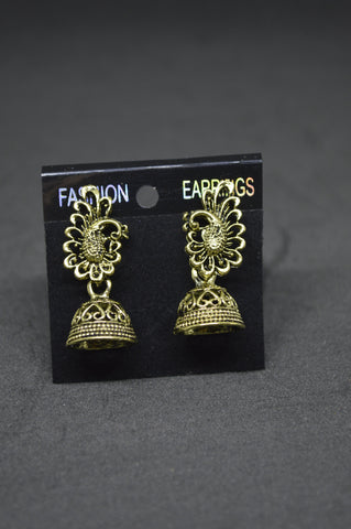 Gold Tone Peacock Stud Jhumka