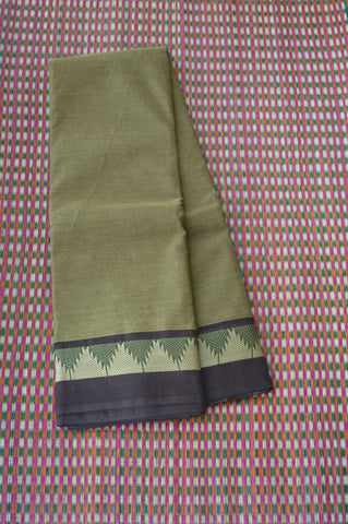 Brown Tower Border Chettinad Cotton Saree