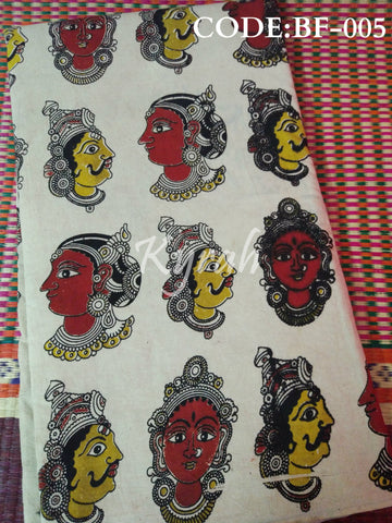 Beige Faces Design Kalamkari Cotton
