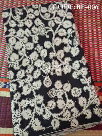 Black Kalamkari Floral Design Cotton