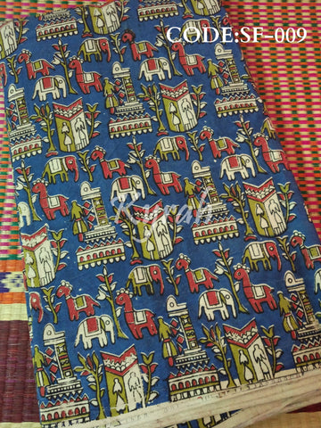 Blue Kalamkari Cotton Fabric