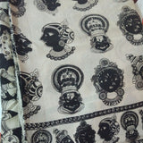 Black and White Faces Kalamkari Silk Cotton Saree