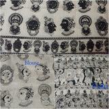 Black and White Faces Kalamkari Silk Cotton Saree