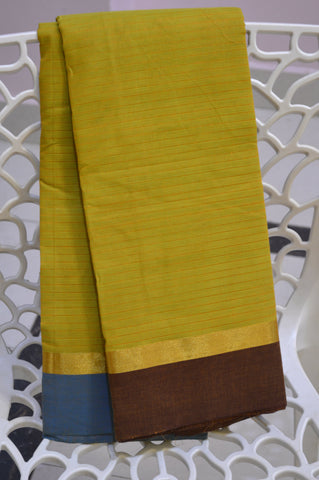 Classy Green Saree with Small Ganga Jamuna Border