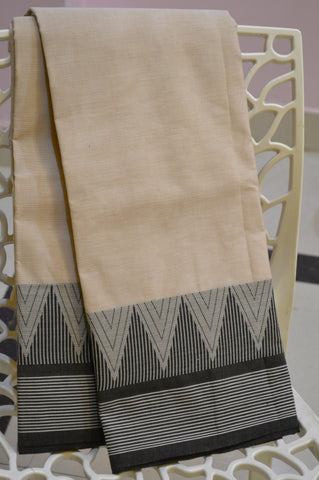 Black Handwoven Big Borders Cotton Saree